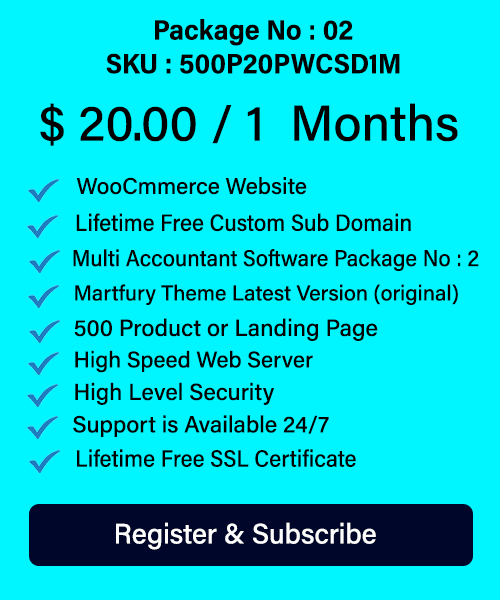 WooCommerce Website & Multi Accountant Software Monthly Hosting Package No - 02