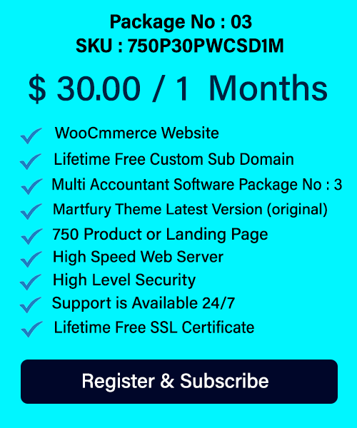 WooCommerce Website & Multi Accountant Software Monthly Hosting Package No - 03
