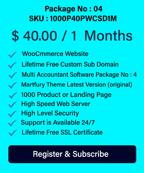 WooCommerce Website & Multi Accountant Software Monthly Hosting Package No - 04